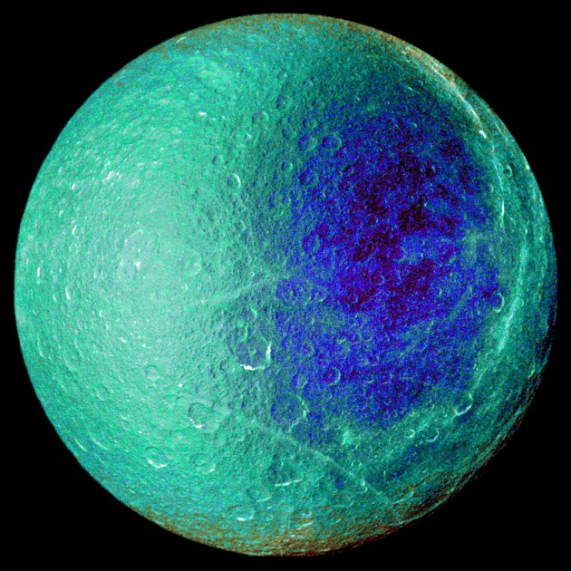 Hemispheric differences on Saturn's moon Rhea