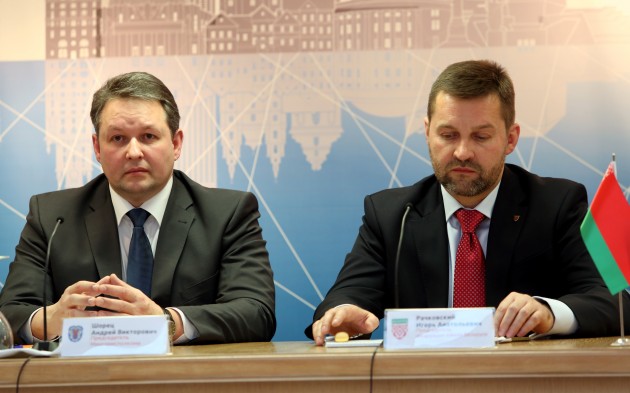 Preses konference par Latvijas un Baltkrievijas kopējo pieteikumu organizēt 2021. gada PČ hokejā - 1