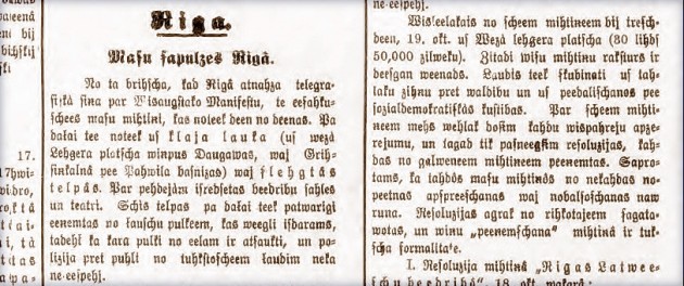 1905. gada mītiņa apraksts "Rīgas Avīzē" 21.10.1905.