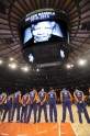 A moment of silence in honor of former South African President Nelson Mandela, who died Thursday, is observed before the New York Knicks and the Orlando Magic play an NBA basketball game