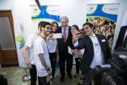 Israel’s Prime Minister Benjamin Netanyahu has his photo taken with members of Masa