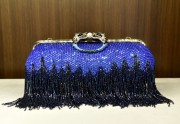 A Gucci by Tom Ford limited edition blue and black sequin enamel and glass pearl dragon closure clutch bag with bamboo strap afp