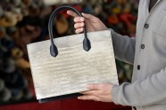 afp handbags made of parchment displayed at the workshop of French designer of luxury leather goods Serge Amoruso in Paris.