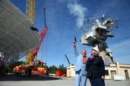 Atjaunoto Irbenes radioteleskopa antenas pacelšana balsta tornī - 17