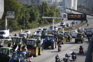 Lauksaimnieki ar traktoriem protestē Parīzē  - 7