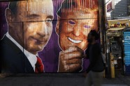 Putina un Trampa mākslas darbs ASV pie bāra "The Levee" - 4