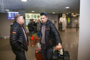 Latvijas bobslejistu sagaidīšana lidostā Rīgā