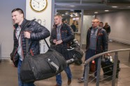 Latvijas bobslejistu sagaidīšana lidostā Rīgā