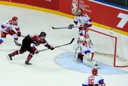 Latvijas hokejisti Hārtlija debijā 'sausā' zaudē Krievijas otrajai izlasei - 16
