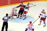 Latvijas hokejisti Hārtlija debijā 'sausā' zaudē Krievijas otrajai izlasei - 22