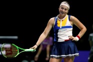Teniss, WTA finālturnīrs: Jeļena Ostapenko - Karolīna Pliškova - 7