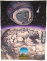 Edīte Pauls-Vīgnere. Uz zvaigznēm (veltījums J.Gagarinam). 1986 vilna, lini, metanīta diegi, kokvilna, jaukta tehnika 305x235